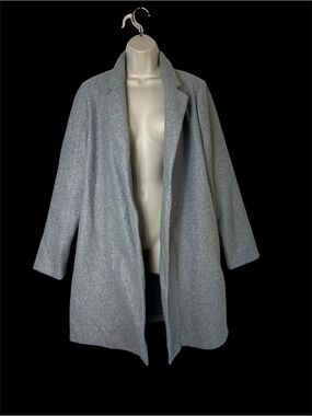 Love Tree Gray Open-Front Wool Blend Coat